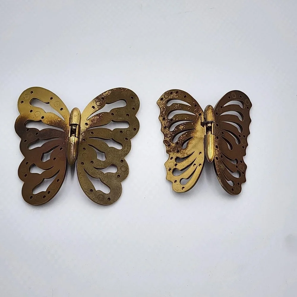 Vintage Gold Butterfly Wall Plaques Set of 2 Bendable Plastic Retro Decor 1980s
